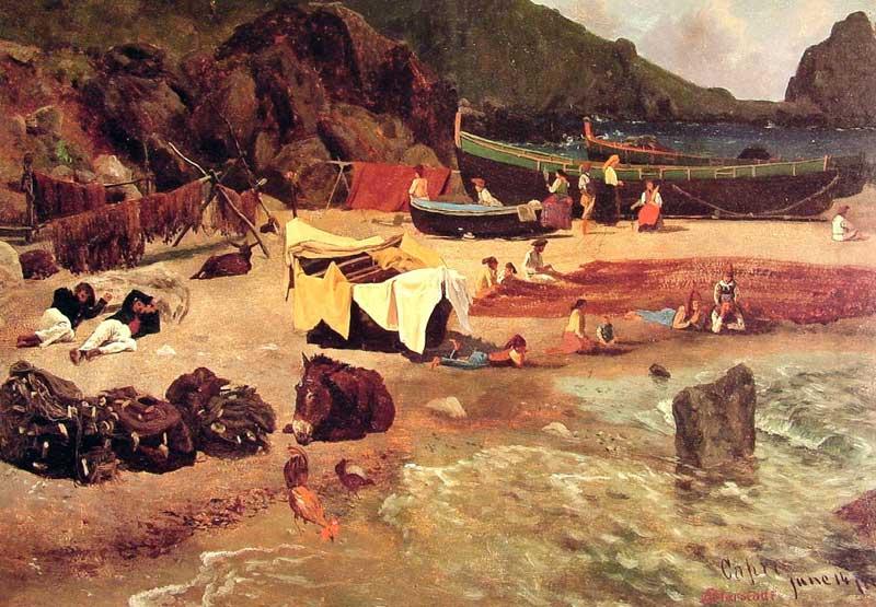 Fishing Boats at Capri, Albert Bierstadt